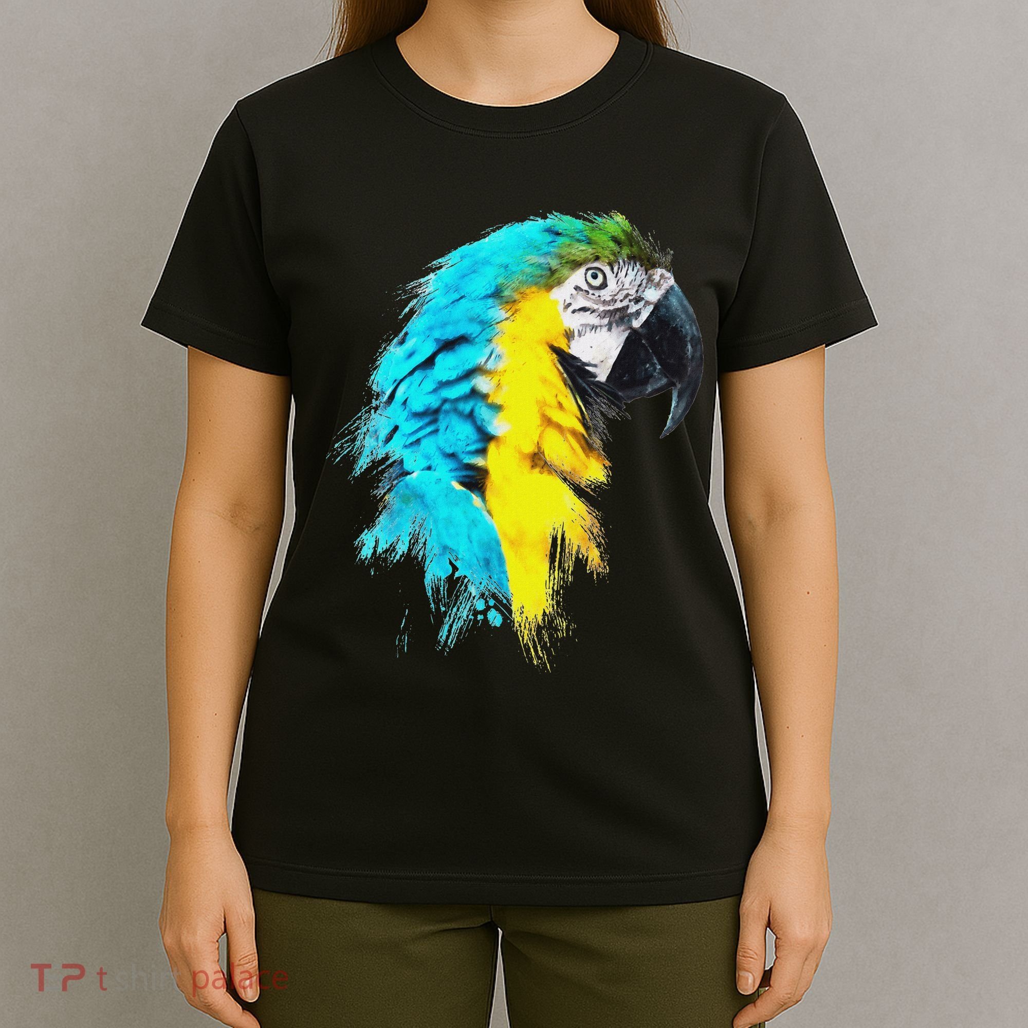Colourful Scarlet Red Macaw Parrot Bird Painting Of Watercolour T-Shirt