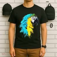 Colourful Scarlet Red Macaw Parrot Bird Painting Of Watercolour T-Shirt thumb 6
