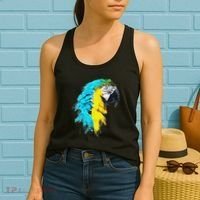 Colourful Scarlet Red Macaw Parrot Bird Painting Of Watercolour Women's Tank Top thumb 2