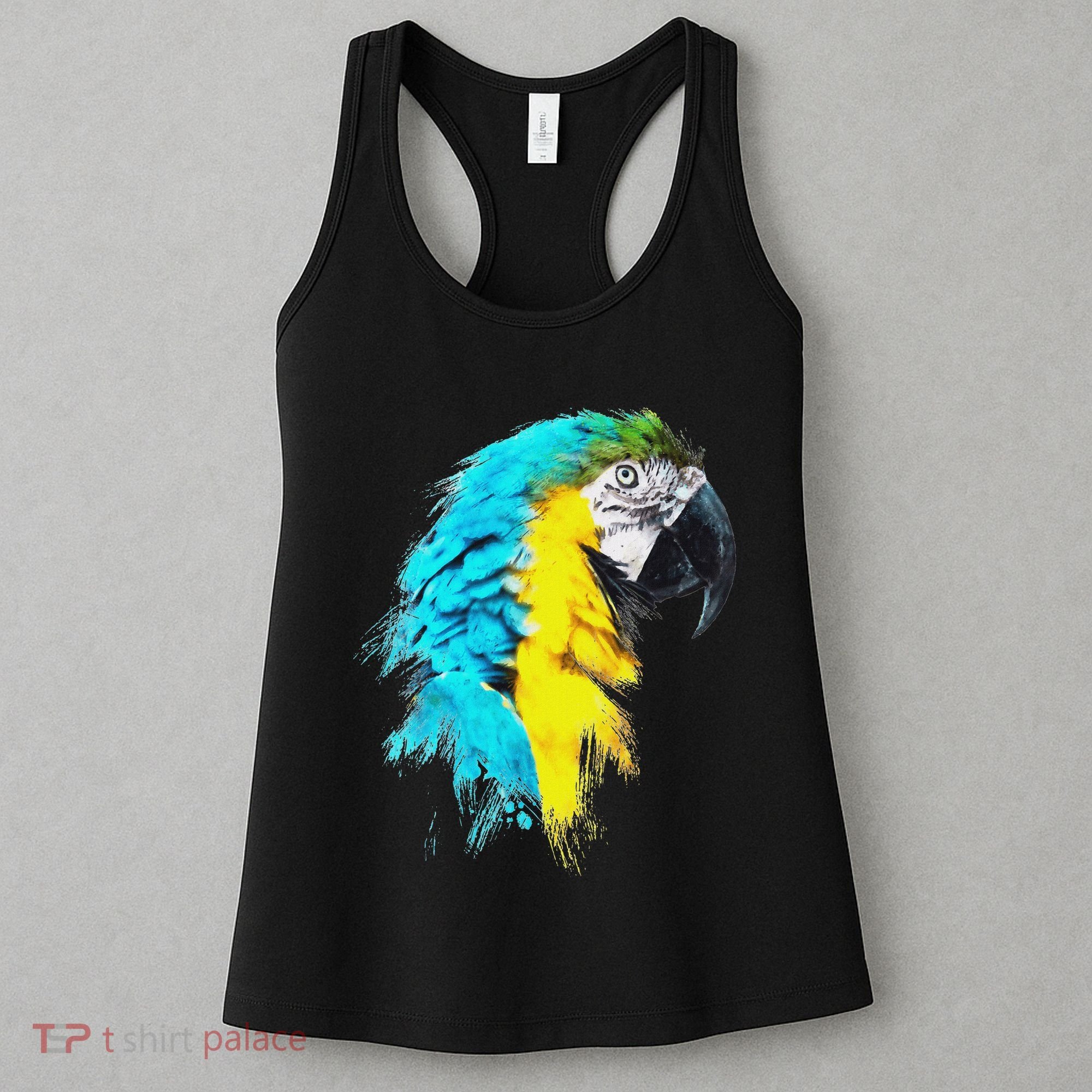 Colourful Scarlet Red Macaw Parrot Bird Painting Of Watercolour Women's Tank Top