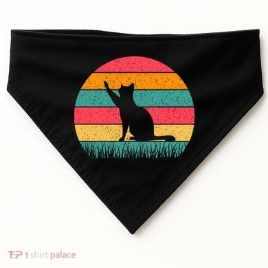 Cat Sunset Retro Vintage USA-Made Doggie Bandana