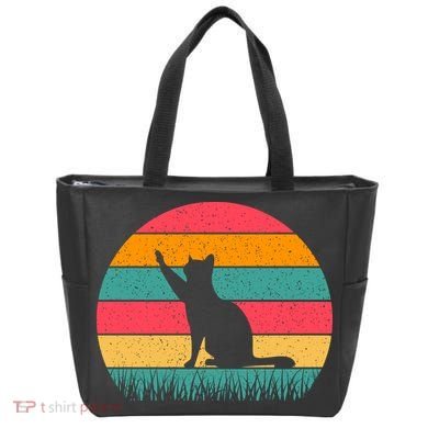 Cat Sunset Retro Vintage Tote Bag