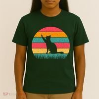 Cat Sunset Retro Vintage T-Shirt thumb 4