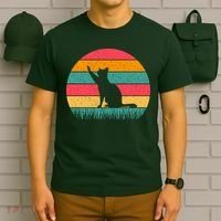 Cat Sunset Retro Vintage T-Shirt thumb 6