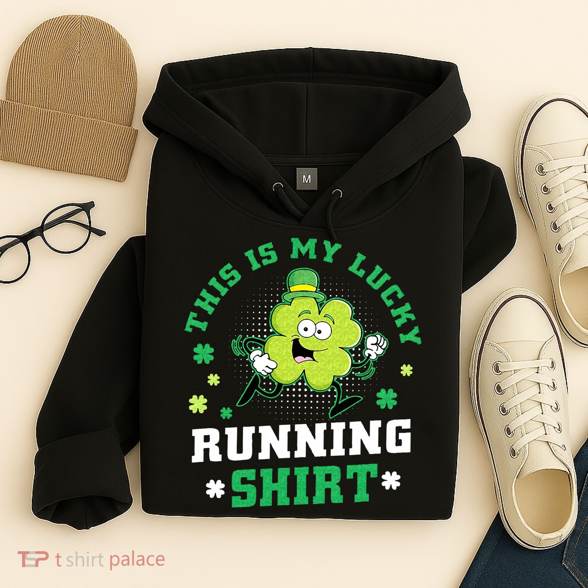 Cute Shamrock Running St Patricks Day Lucky Running Team Hoodie