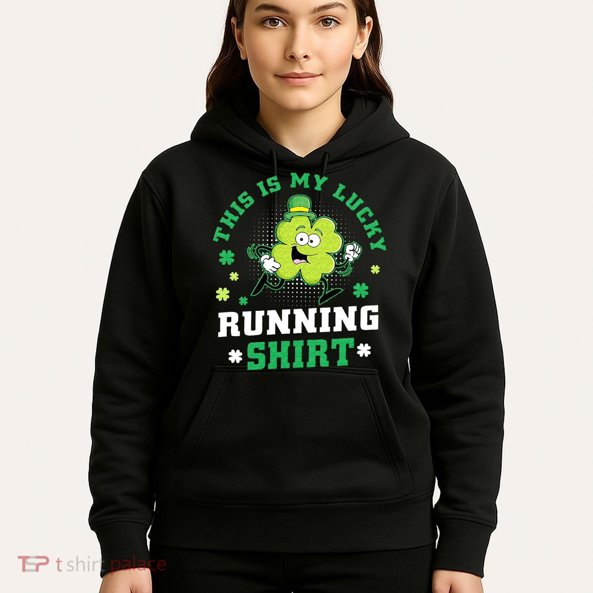 Cute Shamrock Running St Patricks Day Lucky Running Team Hoodie