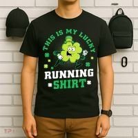 Cute Shamrock Running St Patricks Day Lucky Running Team T-Shirt thumb 6