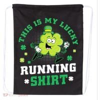 Cute Shamrock Running St Patricks Day Lucky Running Team Drawstring Bag thumb 0
