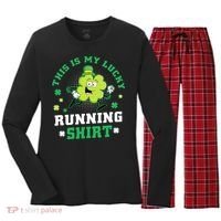 Cute Shamrock Running St Patricks Day Lucky Running Team Women's Long Sleeve Flannel Pajama Set  thumb 0