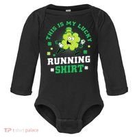 Cute Shamrock Running St Patricks Day Lucky Running Team Baby Long Sleeve Bodysuit thumb 0