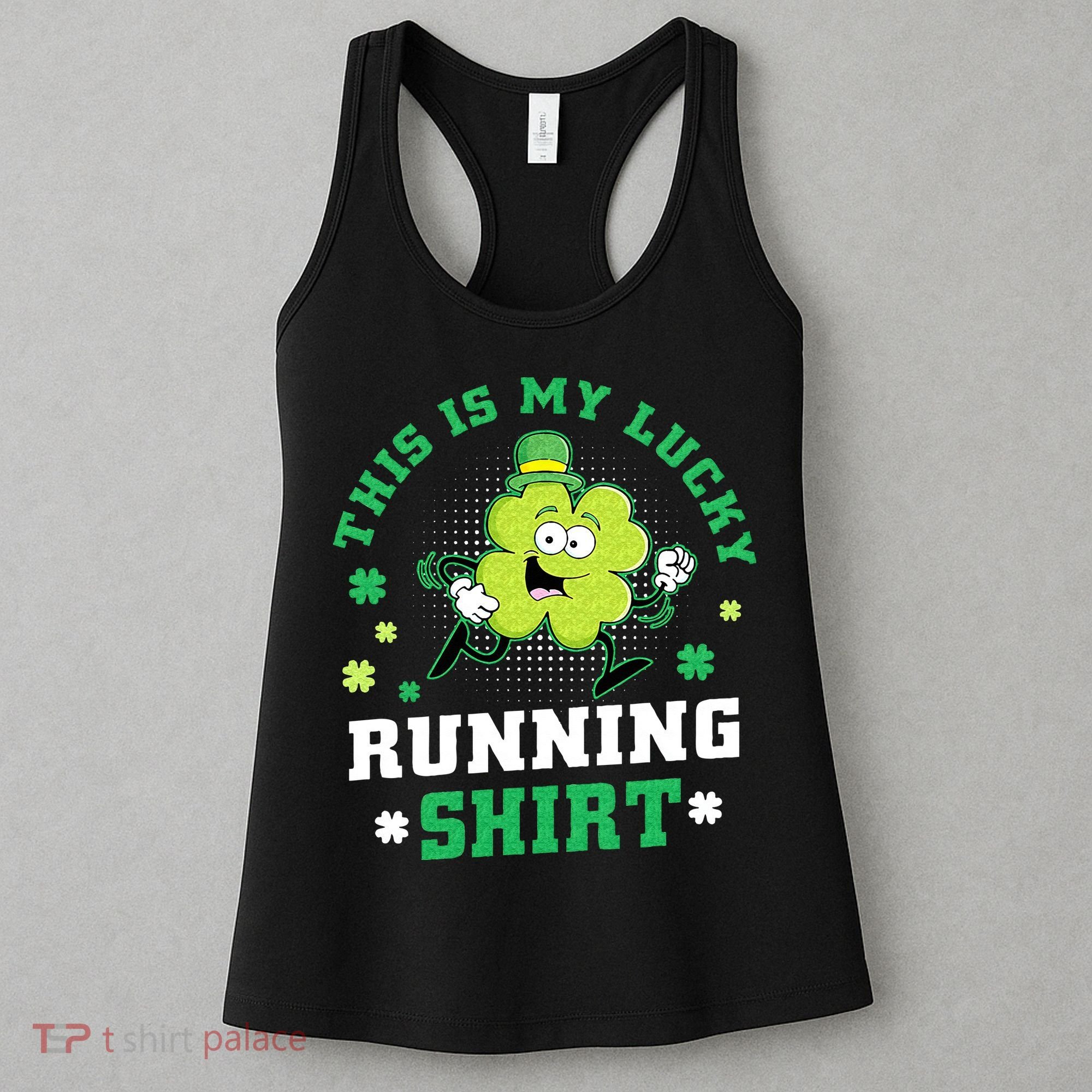 Cute Shamrock Running St Patricks Day Lucky Running Team Women's Tank Top