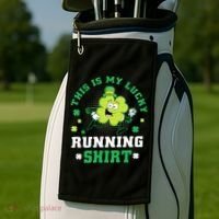 Cute Shamrock Running St Patricks Day Lucky Running Team Golf Towel thumb 2