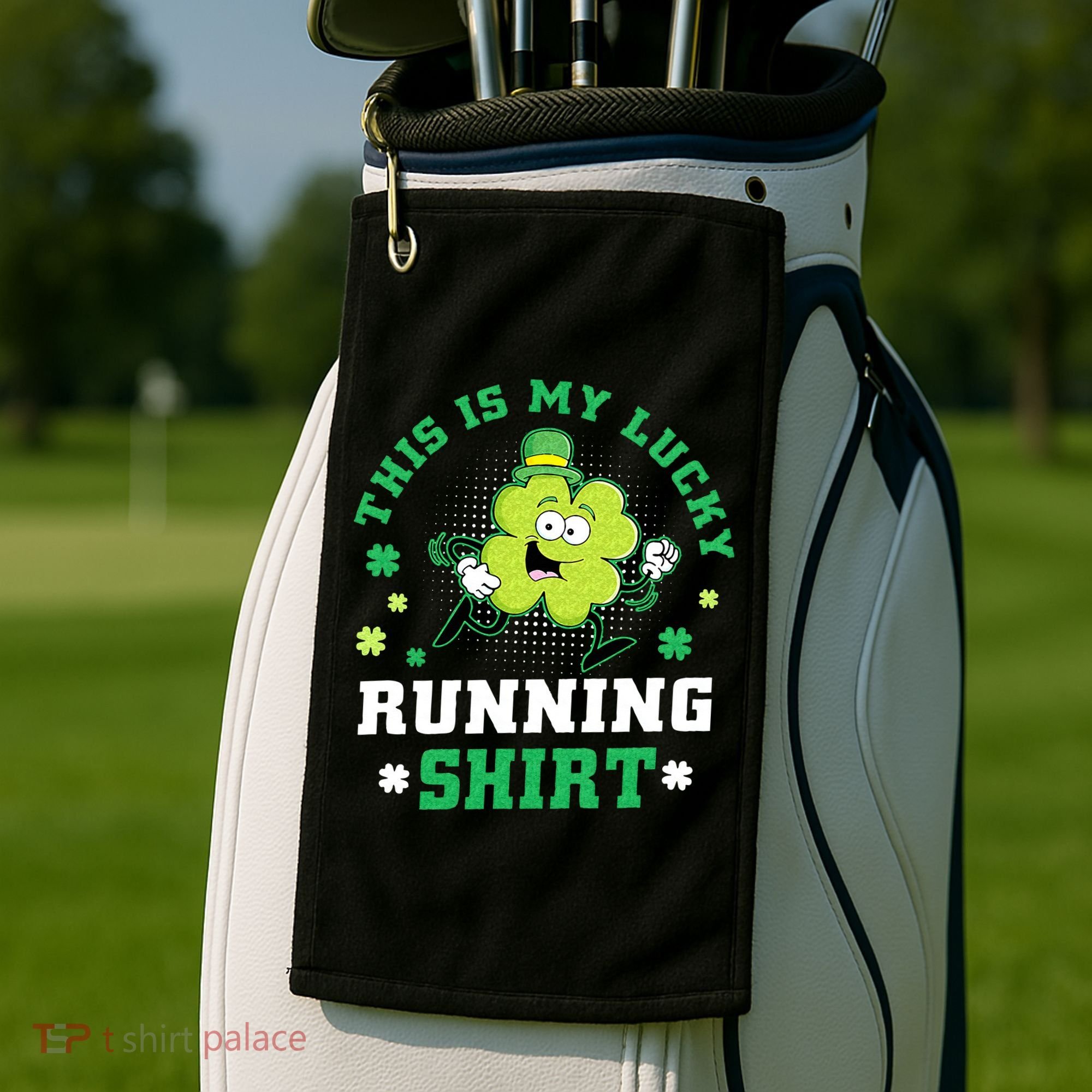 Cute Shamrock Running St Patricks Day Lucky Running Team Golf Towel