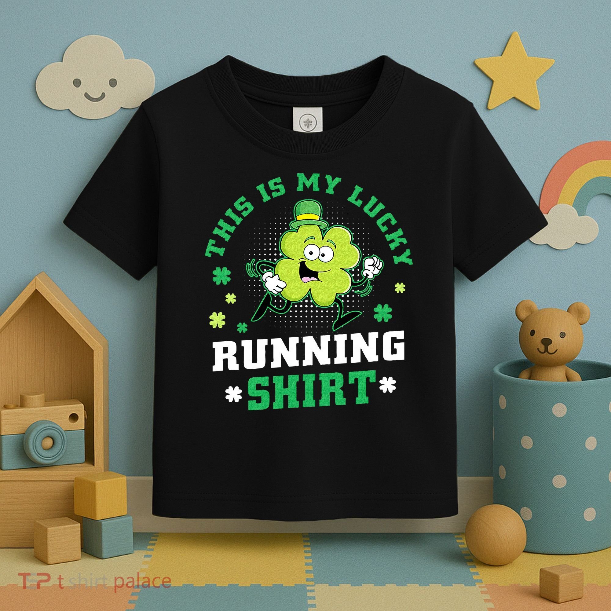 Cute Shamrock Running St Patricks Day Lucky Running Team Toddler T-Shirt