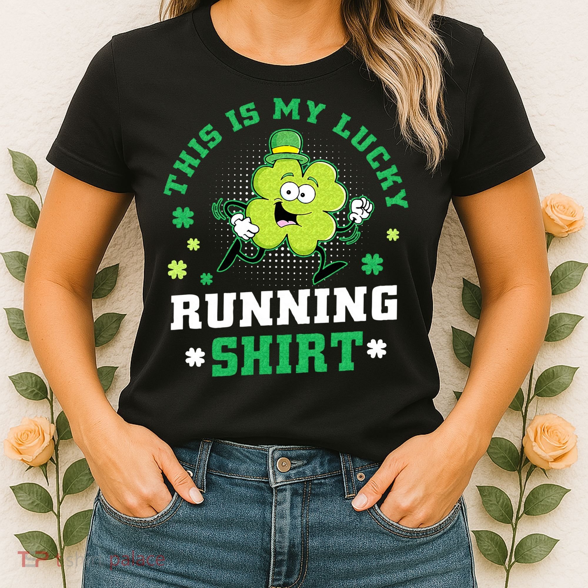 Cute Shamrock Running St Patricks Day Lucky Running Team Women's T-Shirt