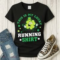 Cute Shamrock Running St Patricks Day Lucky Running Team Women's T-Shirt thumb 3