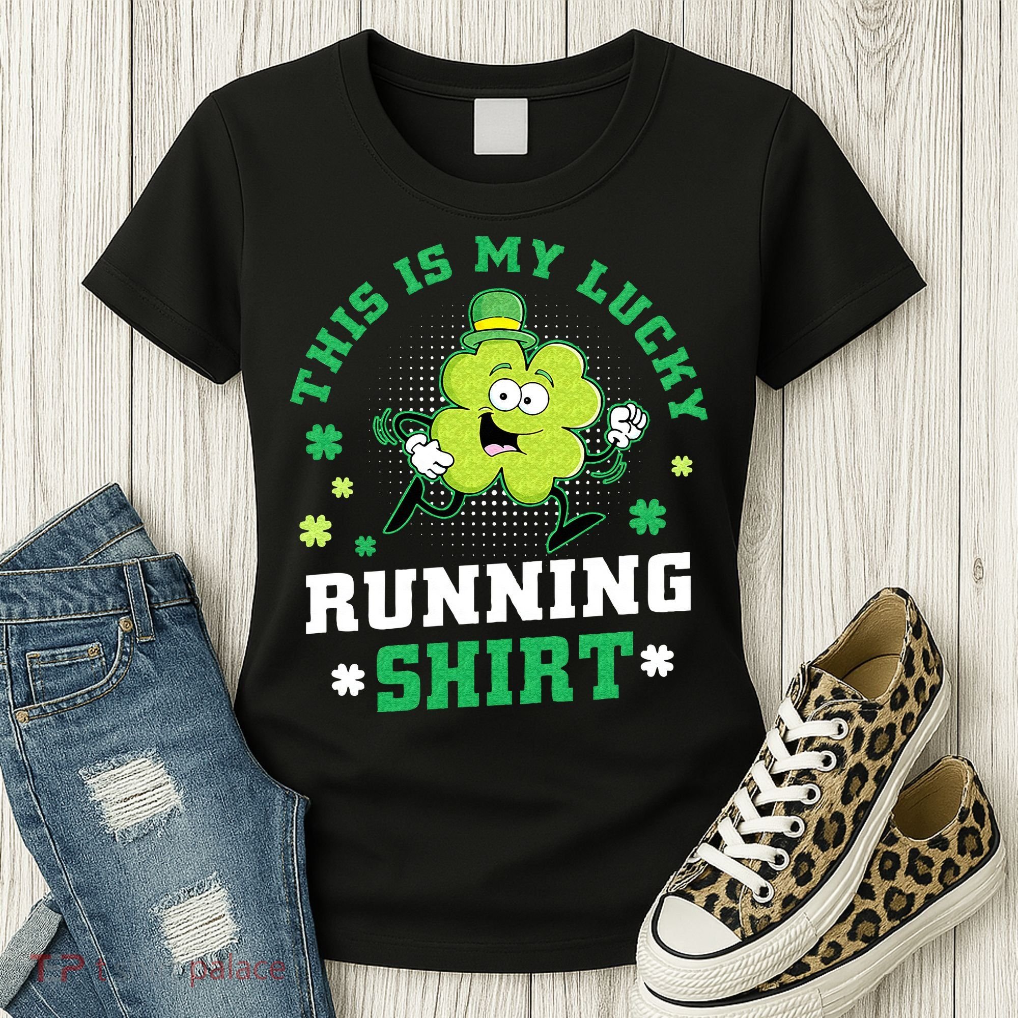 Cute Shamrock Running St Patricks Day Lucky Running Team Women's T-Shirt