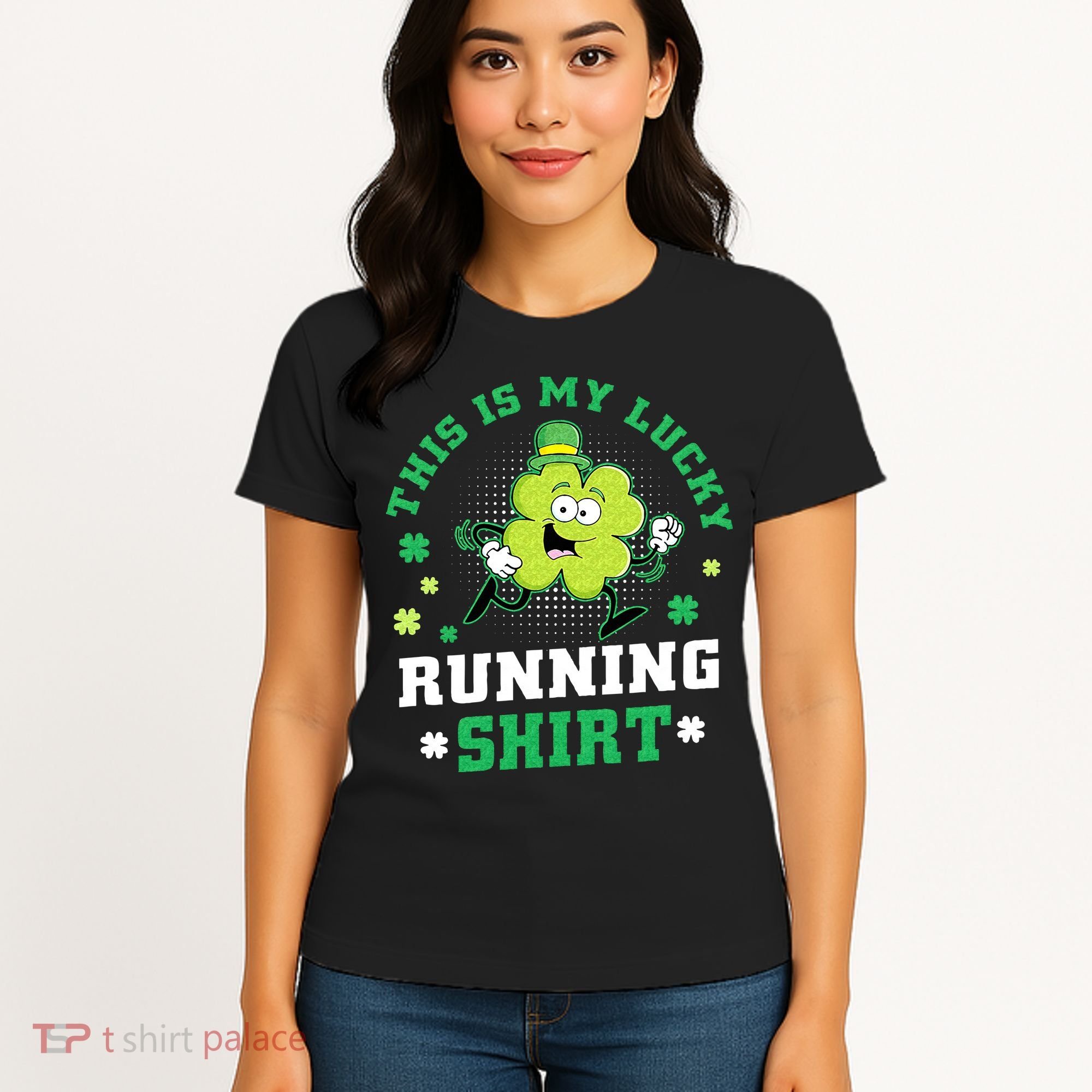 Cute Shamrock Running St Patricks Day Lucky Running Team Women's T-Shirt