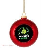 Cute Shamrock Running St Patricks Day Lucky Running Team Plastic Christmas Ball Ornament thumb 0