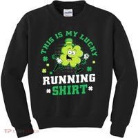Cute Shamrock Running St Patricks Day Lucky Running Team Kids Sweatshirt thumb 0
