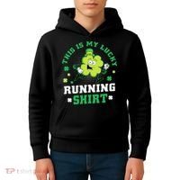 Cute Shamrock Running St Patricks Day Lucky Running Team Kids Hoodie thumb 4