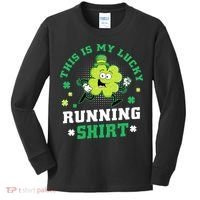Cute Shamrock Running St Patricks Day Lucky Running Team Kids Long Sleeve Shirt thumb 0