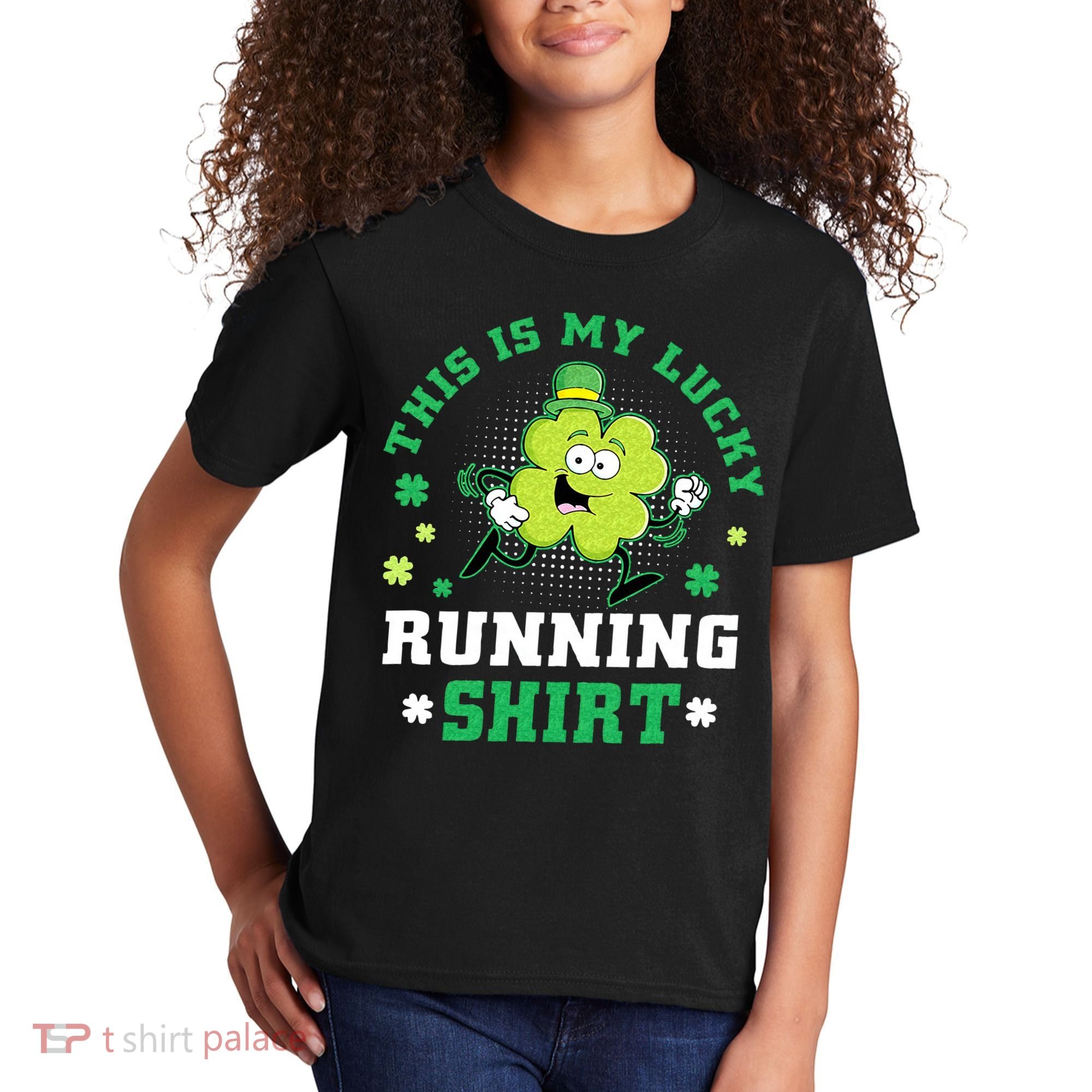 Cute Shamrock Running St Patricks Day Lucky Running Team Kids T-Shirt