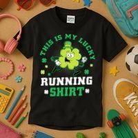 Cute Shamrock Running St Patricks Day Lucky Running Team Kids T-Shirt thumb 3