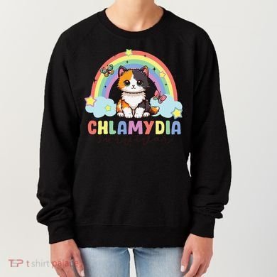 Chlamydia Survivor Rainbow Funny Humor Cat Specific Meme Women's Sweatshirt