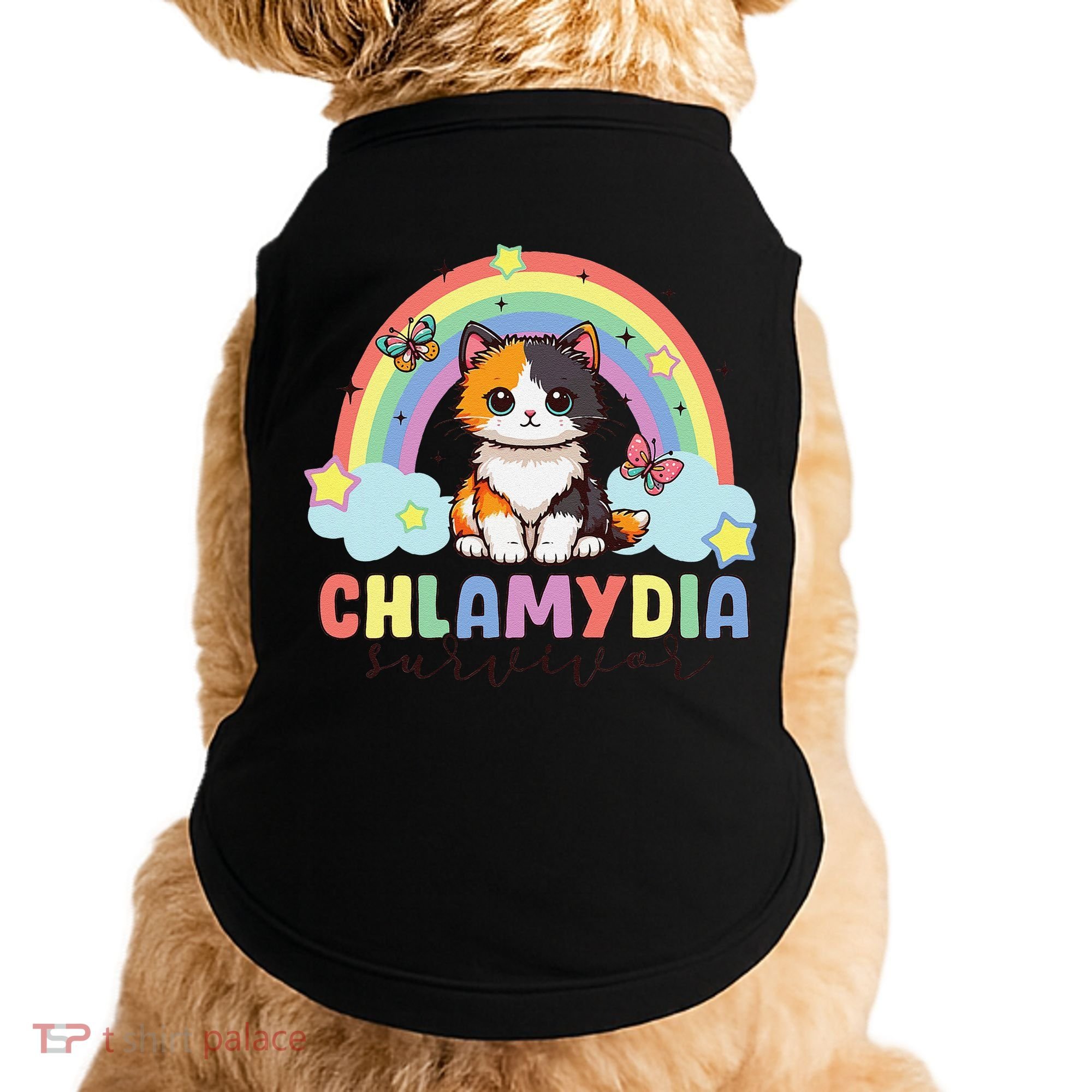 Chlamydia Survivor Rainbow Funny Humor Cat Specific Meme Doggie Tank