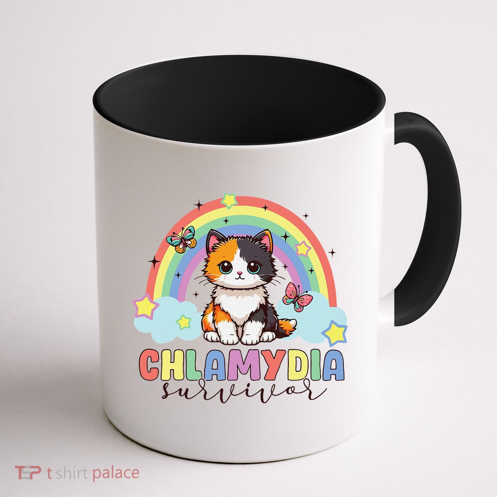 Chlamydia Survivor Rainbow Funny Humor Cat Specific Meme Coffee Mug