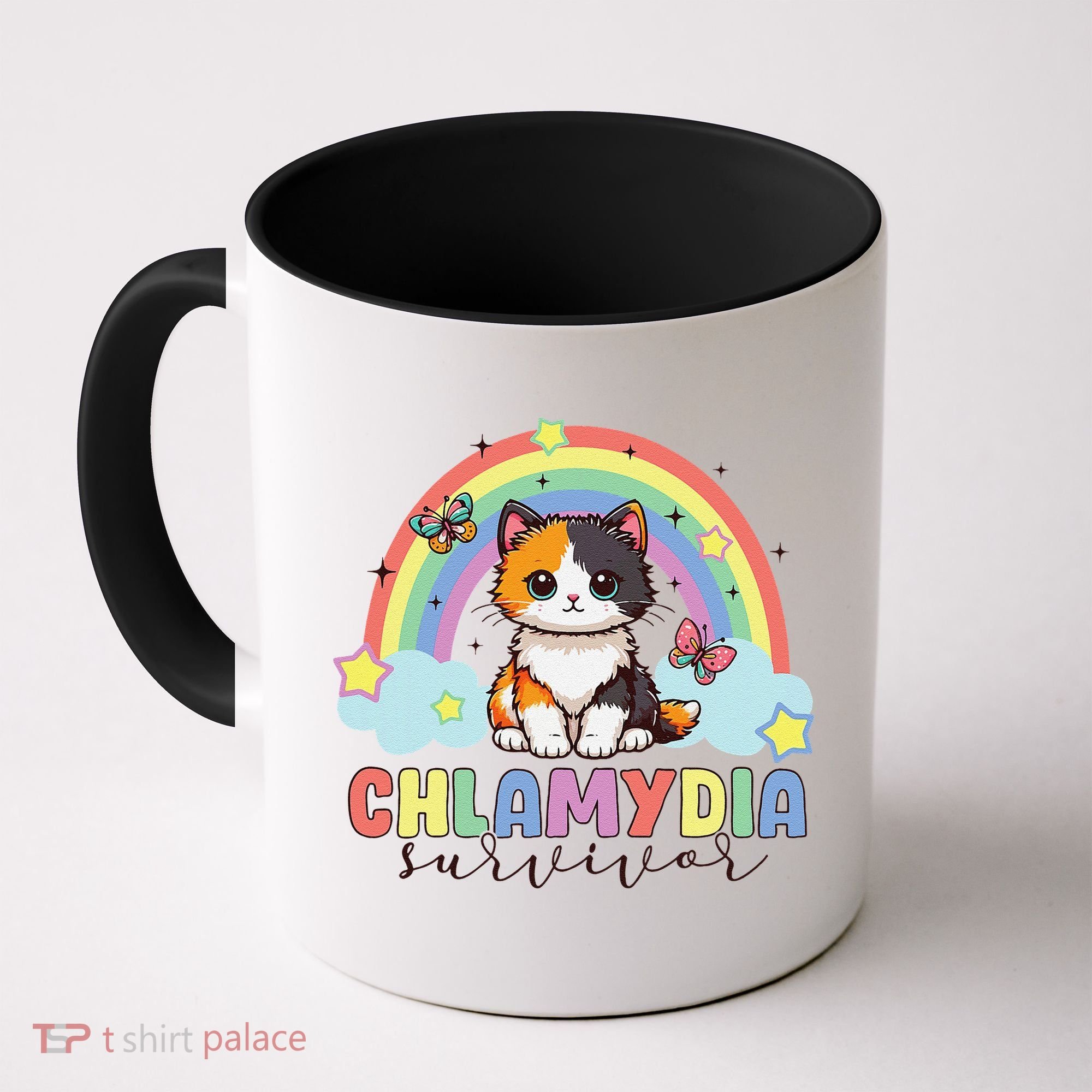 Chlamydia Survivor Rainbow Funny Humor Cat Specific Meme Coffee Mug