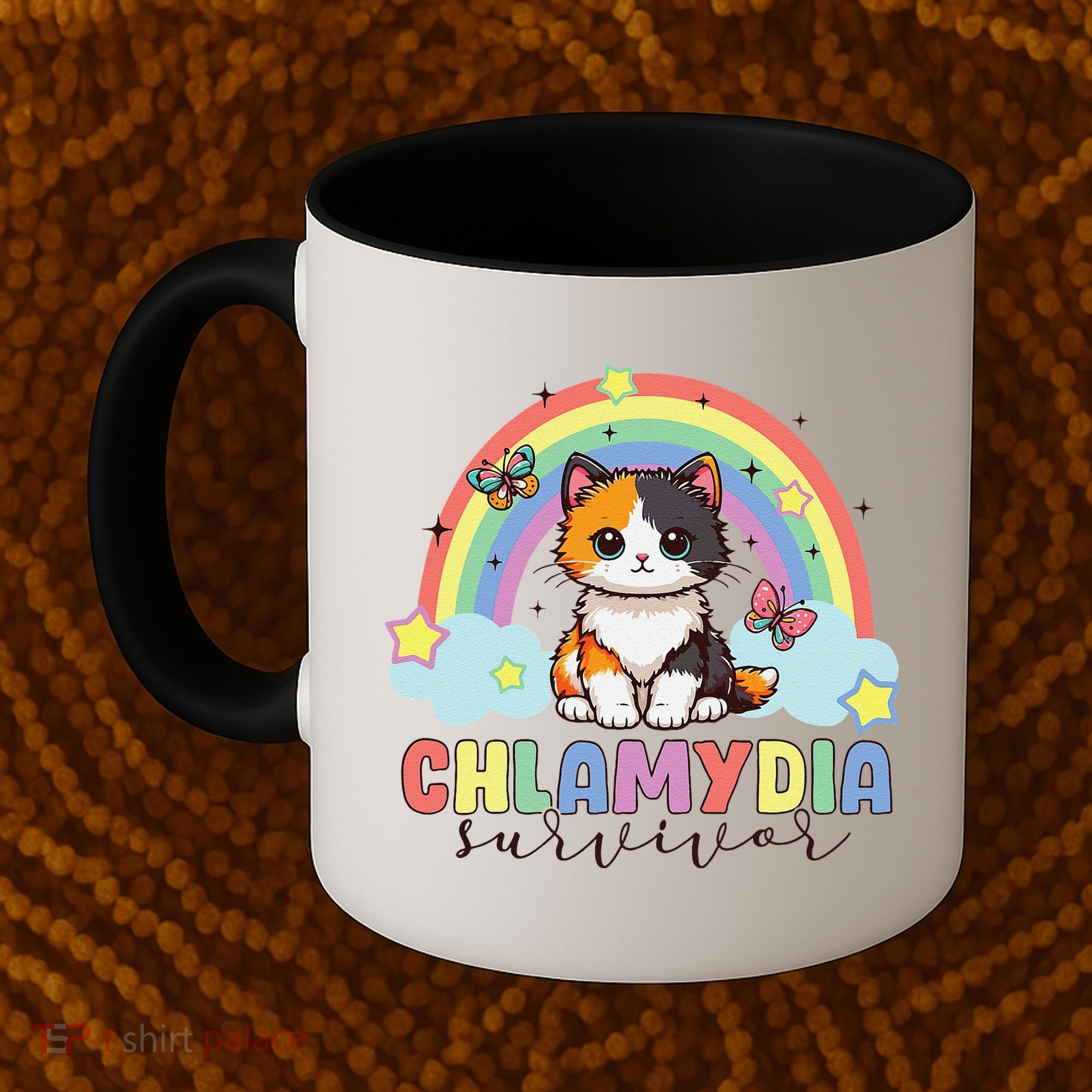 Chlamydia Survivor Rainbow Funny Humor Cat Specific Meme Coffee Mug