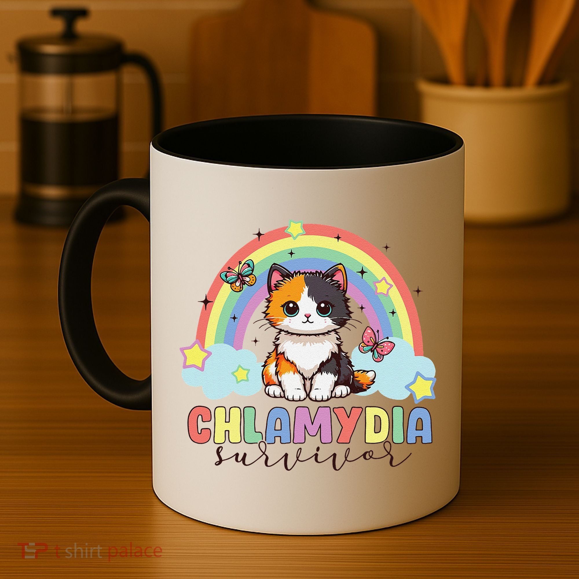 Chlamydia Survivor Rainbow Funny Humor Cat Specific Meme Coffee Mug