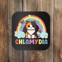 Chlamydia Survivor Rainbow Funny Humor Cat Specific Meme Coaster thumb 0