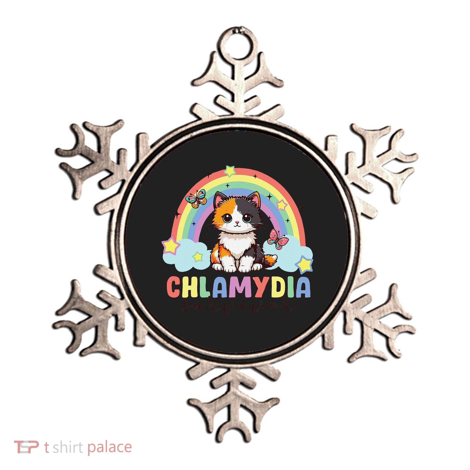 Chlamydia Survivor Rainbow Funny Humor Cat Specific Meme Ornament