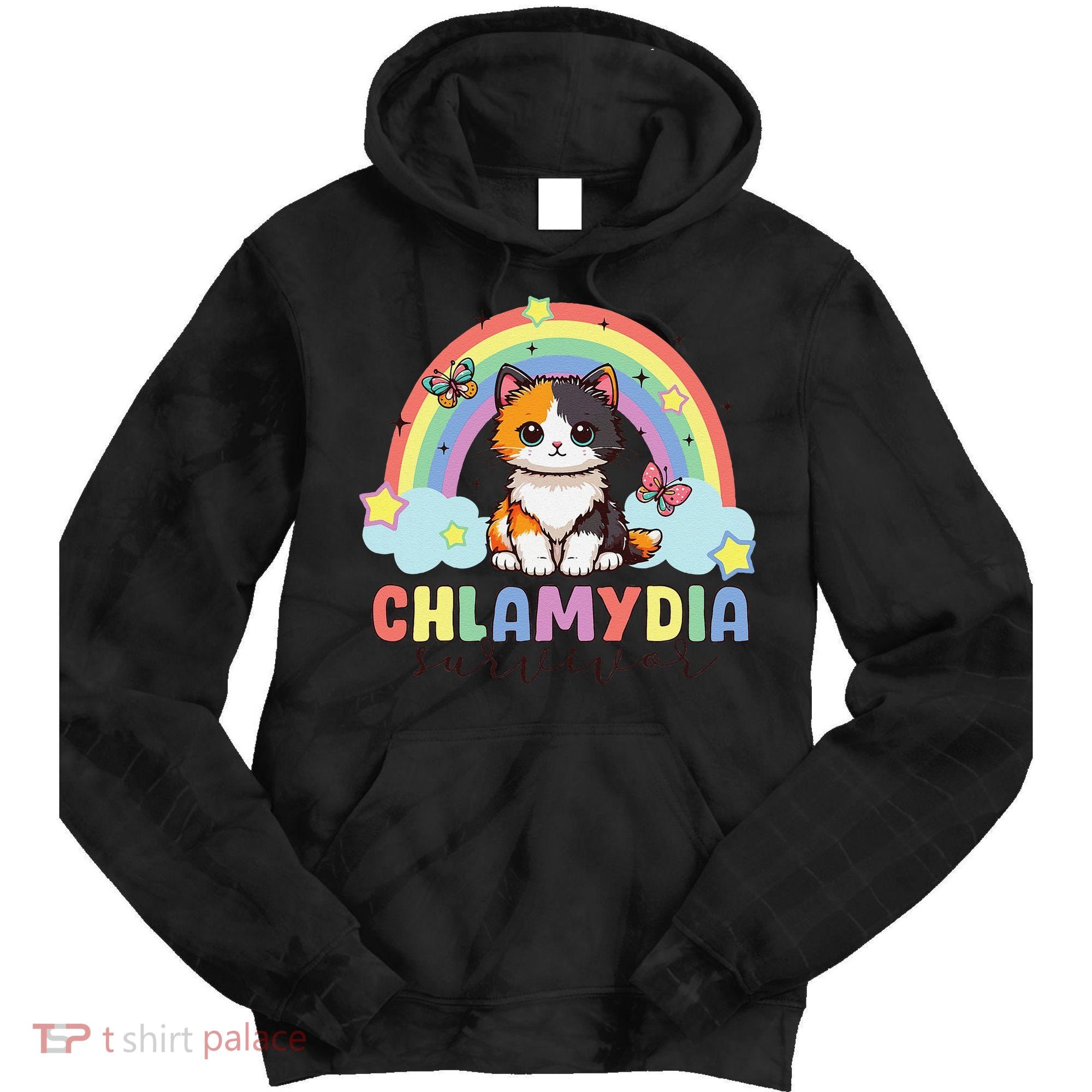 Chlamydia Survivor Rainbow Funny Humor Cat Specific Meme Tie Dye Hoodie