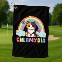 Chlamydia Survivor Rainbow Funny Humor Cat Specific Meme Golf Towel thumb 1