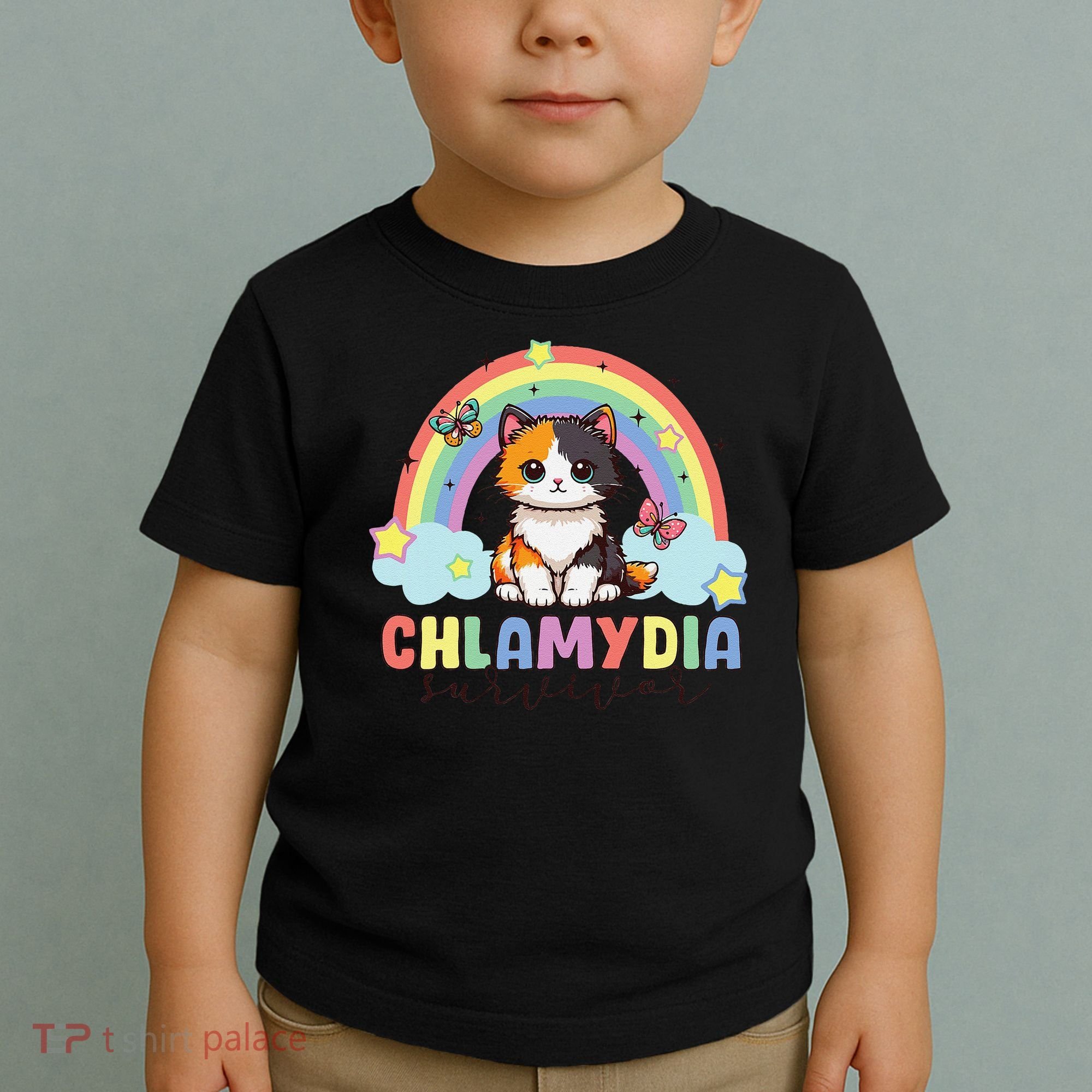 Chlamydia Survivor Rainbow Funny Humor Cat Specific Meme Toddler T-Shirt