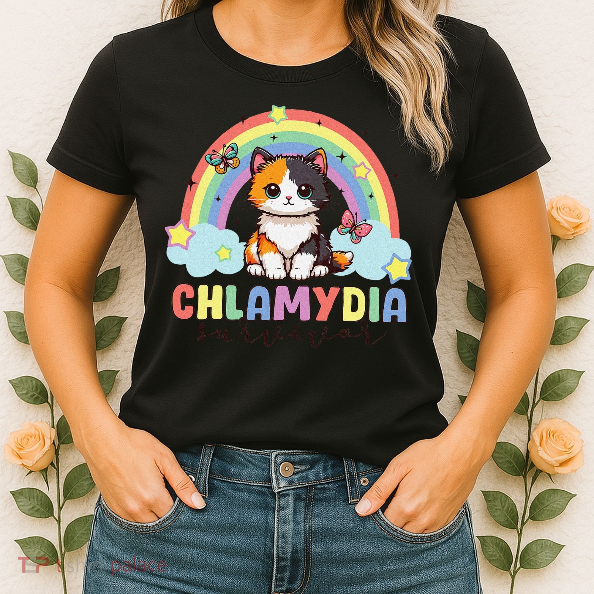 Chlamydia Survivor Rainbow Funny Humor Cat Specific Meme Women's T-Shirt