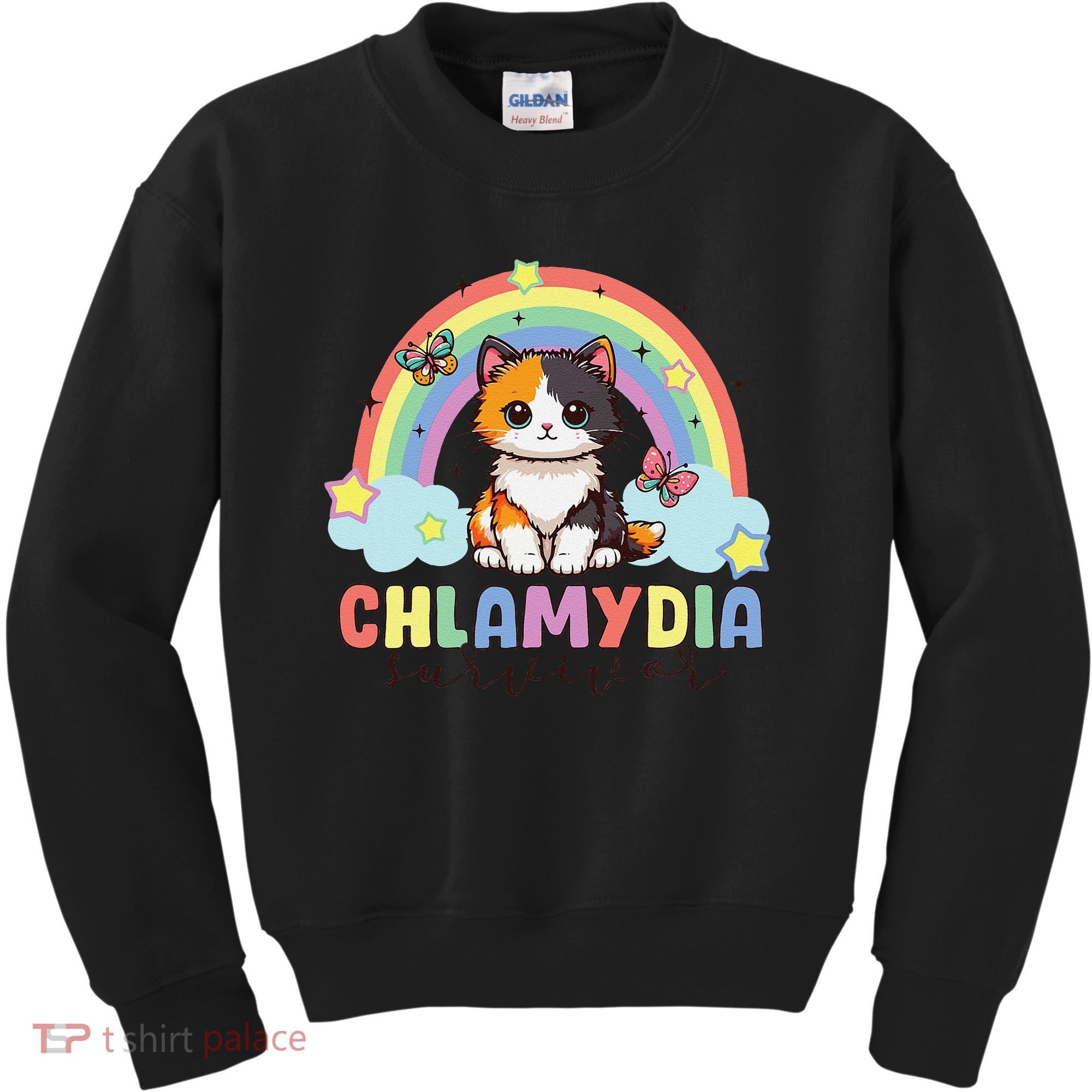 Chlamydia Survivor Rainbow Funny Humor Cat Specific Meme Kids Sweatshirt