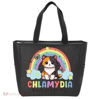 Chlamydia Survivor Rainbow Funny Humor Cat Specific Meme Tote Bag