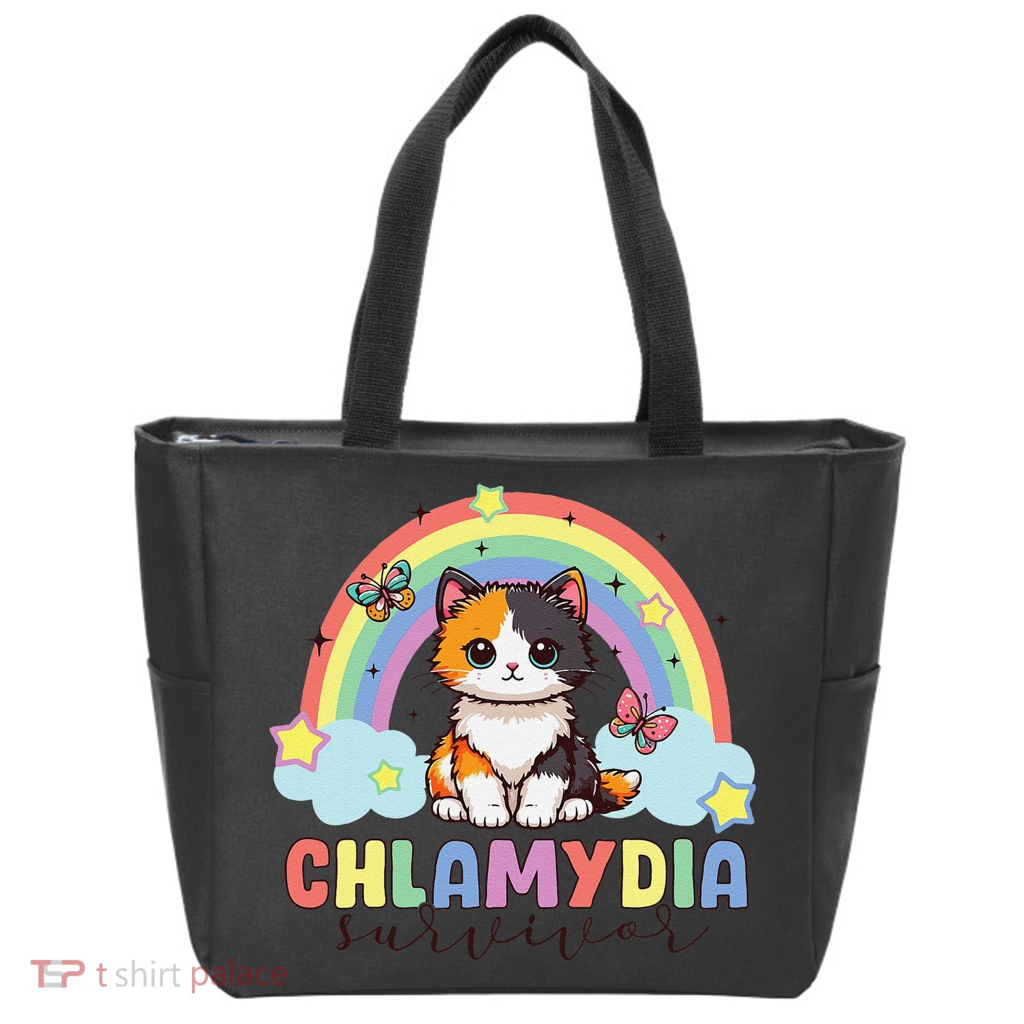 Chlamydia Survivor Rainbow Funny Humor Cat Specific Meme Tote Bag