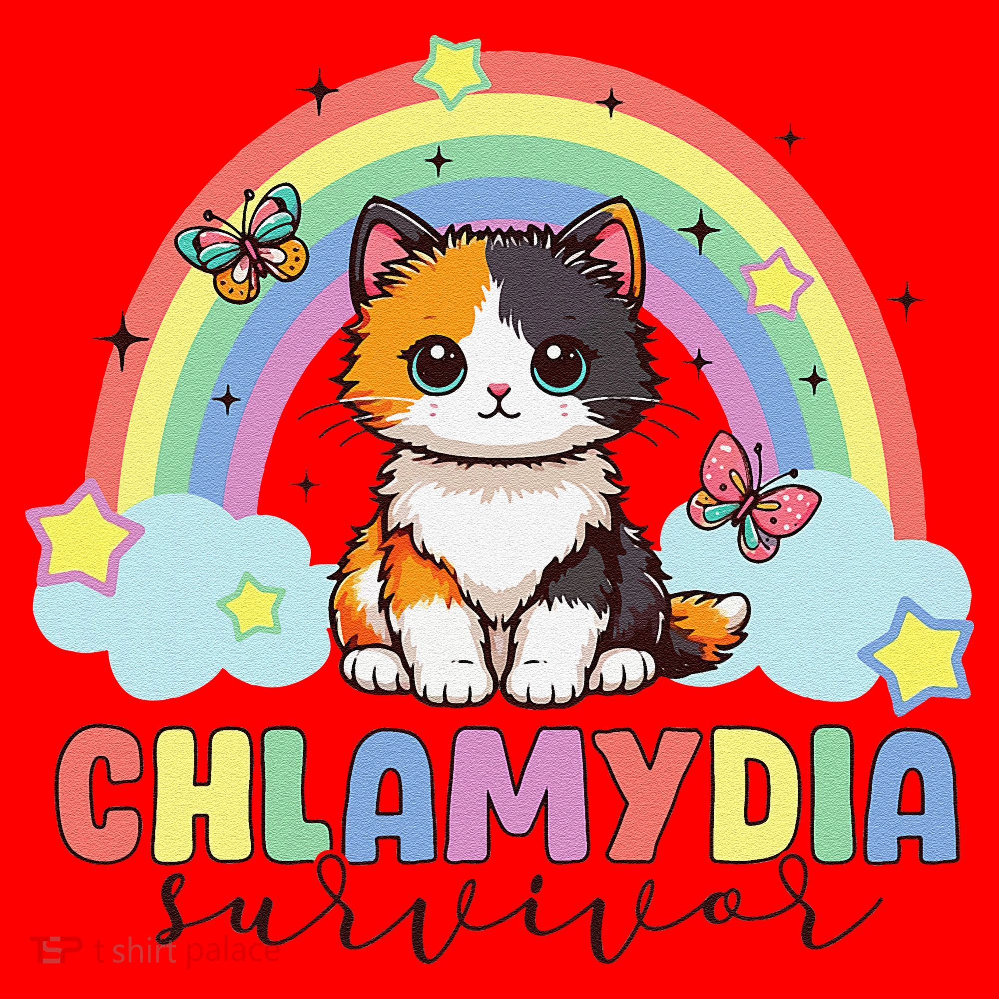 Chlamydia Survivor Rainbow Funny Humor Cat Specific Meme Santa Hat
