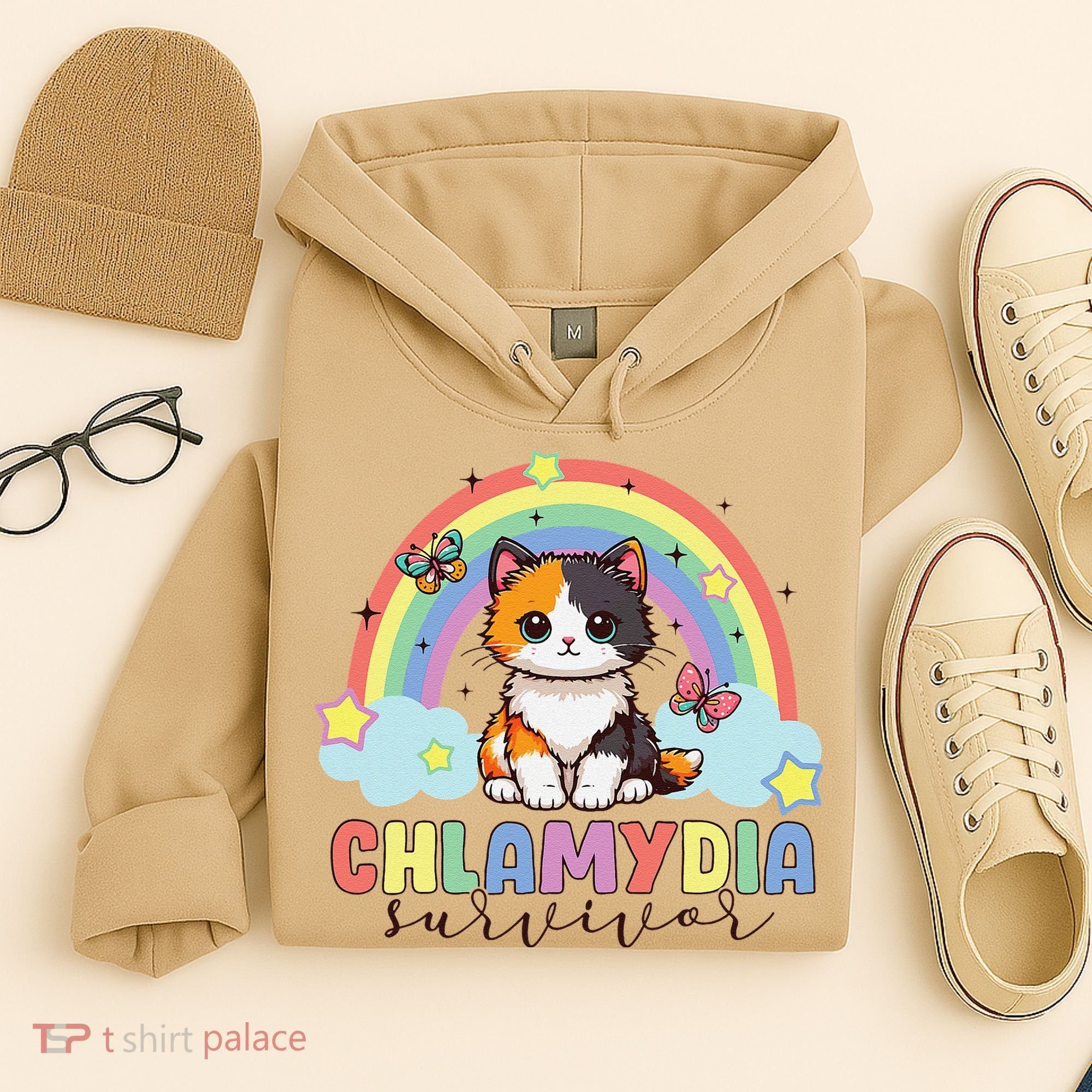 Chlamydia Survivor Rainbow Funny Humor Cat Specific Meme Hoodie