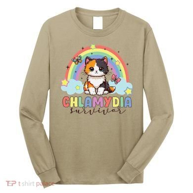 Chlamydia Survivor Rainbow Funny Humor Cat Specific Meme Long Sleeve Shirt