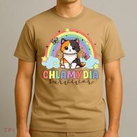 Chlamydia Survivor Rainbow Funny Humor Cat Specific Meme T-Shirt thumb 3