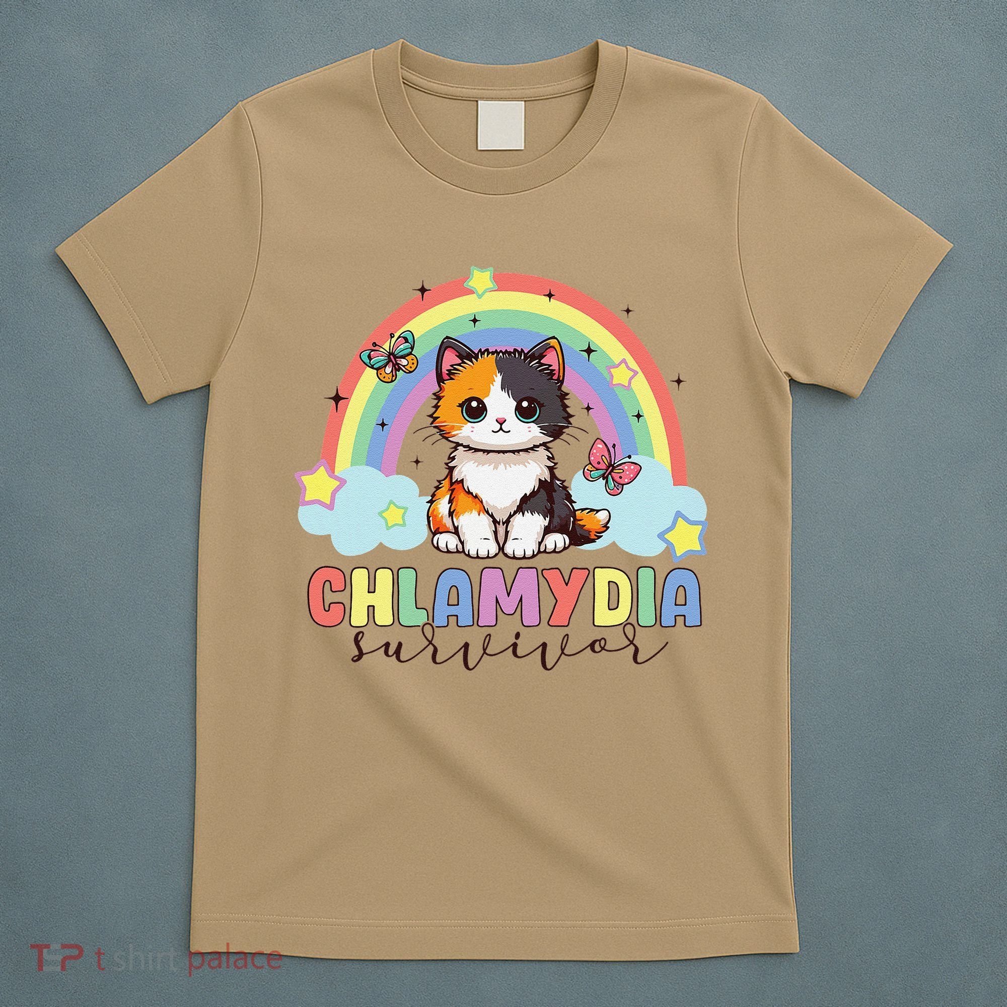 Chlamydia Survivor Rainbow Funny Humor Cat Specific Meme T-Shirt