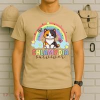 Chlamydia Survivor Rainbow Funny Humor Cat Specific Meme T-Shirt thumb 6