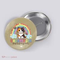 Chlamydia Survivor Rainbow Funny Humor Cat Specific Meme Button thumb 0